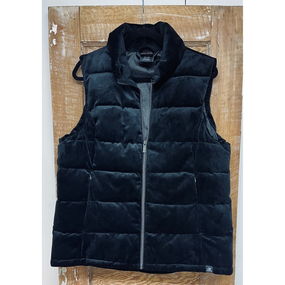 ZeroXposur Puffer Vest XL Black Velour Quilted Zip Minimalist Cozy Outdoor Layer